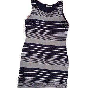 Womens Dalia classic navy blue and white striped lined sheath dress size medium